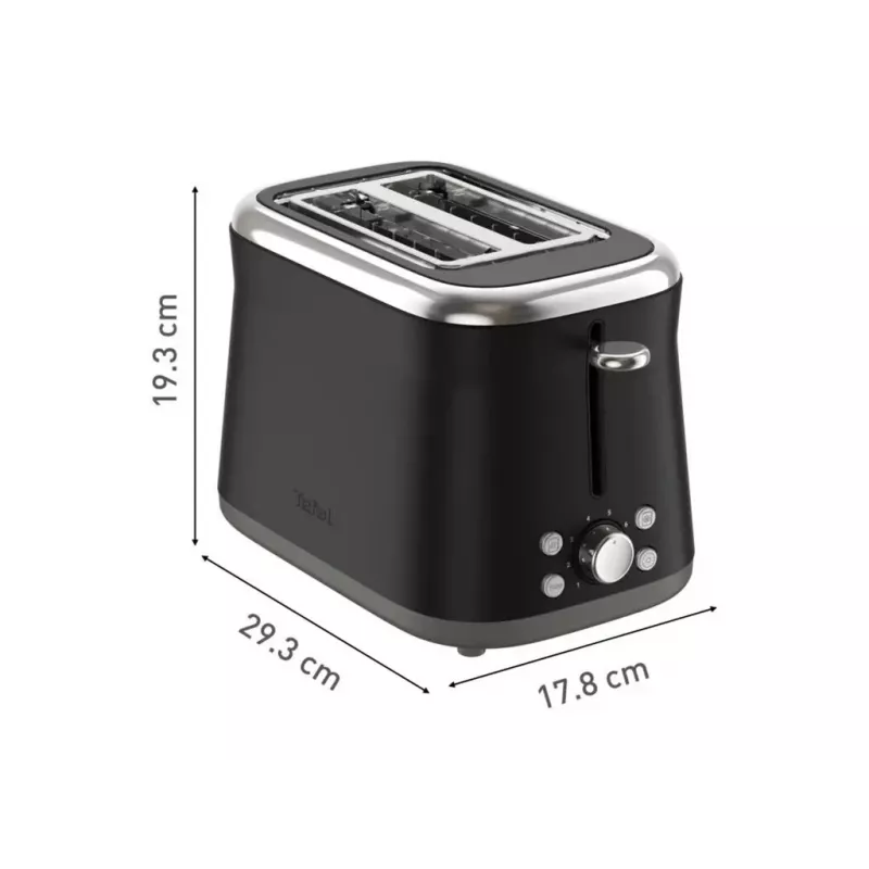 TEFAL Tostadora TT7208E0 Collection Retro 850 W 2 ranuras Acero inoxidable Negro