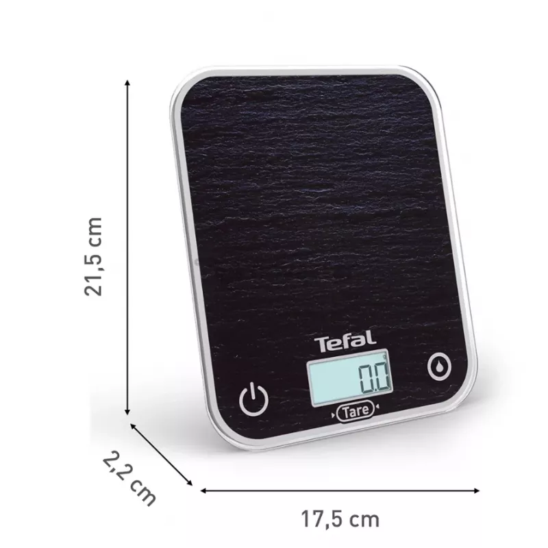 TEFAL Báscula de cocina BC50D2V0 Optiss - LCD digital, capacidad 5 kg, Negro