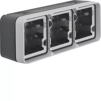 Hager WNA683 Caja base de superficie 3 módulos horizontal con marco y entrada de cables, blanco puro