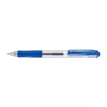 Pentel Hybrid Gel Grip Bolígrafo de gel retráctil - Tinta azul - 0,7 mm Punta media - Clip metálico - Cuerpo azul transparente