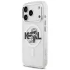 Karl Lagerfeld IML Glitter Karl & Choupette Sketch Logo MagSafe Case para iPhone 17 Pro, Transparente