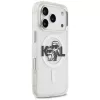Karl Lagerfeld IML Glitter Karl & Choupette Sketch Logo MagSafe Case para iPhone 17 Pro, Transparente