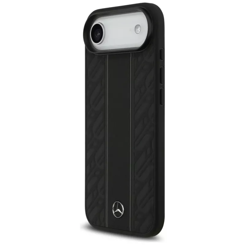 Mercedes-Benz funda de piel Laurel Leaves Stripes MagSafe para iPhone Air, negra