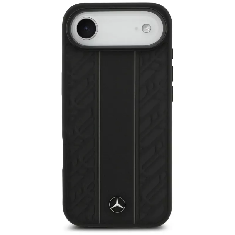 Mercedes-Benz funda de piel Laurel Leaves Stripes MagSafe para iPhone Air, negra
