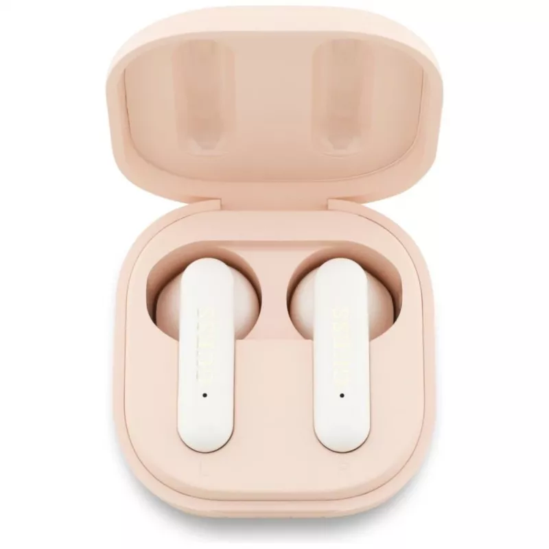 Guess 4G Metal Logo True Wireless Stereo Bluetooth 5.0 Earbuds con estuche de carga - Rosa