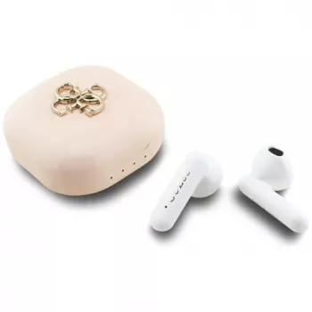 Guess 4G Metal Logo True Wireless Stereo Bluetooth 5.0 Earbuds con estuche de carga - Rosa