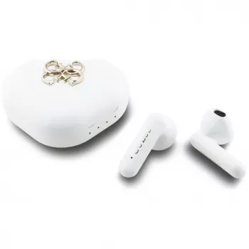 Guess 4G Metal Logo True Wireless Stereo Bluetooth Earbuds con estuche de carga (Blanco)