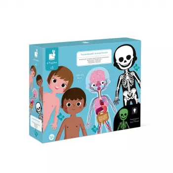 Janod Cuerpo Humano Set de Puzzles Educativos de 50, 75 y 100 Piezas