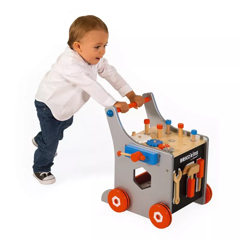 Janod Brico'Kids Carrito Banco de Trabajo Magnético con Herramientas - 24 Piezas