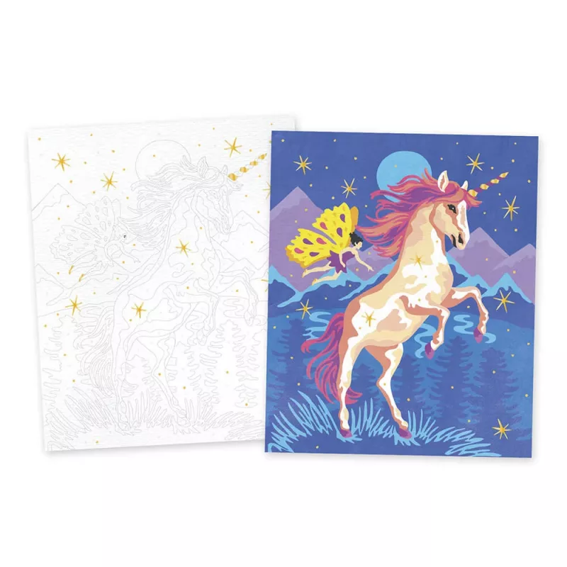 Janod Set de Pintar por Números Unicornios 2 Tableros