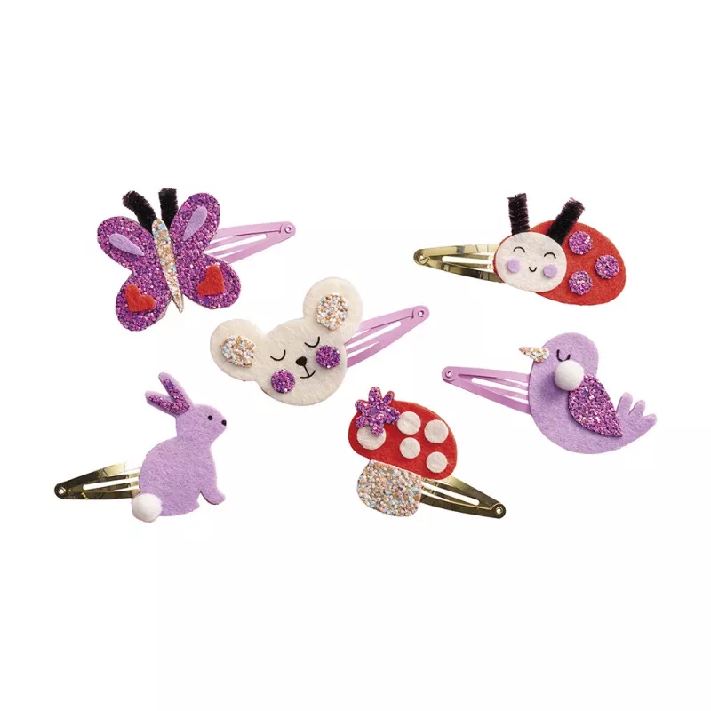 Janod Set de Manualidades Creativas Pinzas de Pelo con Purpurina Jardín 5+ J09179