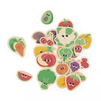 Janod Imanes de Frutas y Verduras, Set de 24 Piezas