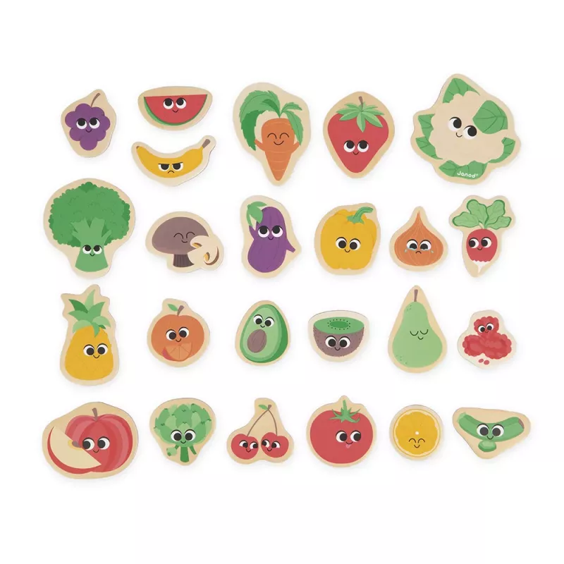 Janod Imanes de Frutas y Verduras, Set de 24 Piezas