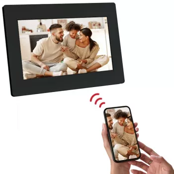 AGFAPHOTO APF700 marco de fotos digital Wi-Fi de 7 pulgadas con 32 GB de memoria, pantalla táctil IPS-LCD, sensor de movimiento, rotación automática, negro