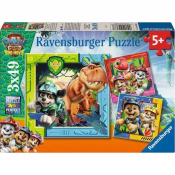 RAVENSBURGER puzzle infantil PAW Patrol 3 Dino Movie (3 x 49 piezas)