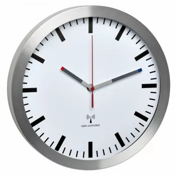 TFA 60.3528.02 reloj de pared radiocontrolado aluminio 300 mm x 45 mm segundero silencioso