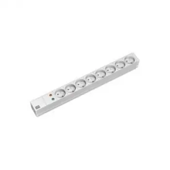 Bachmann 333.4061 PDU estándar 1U 8 tomas Schuko cable de 2 m protección contra sobretensiones gris