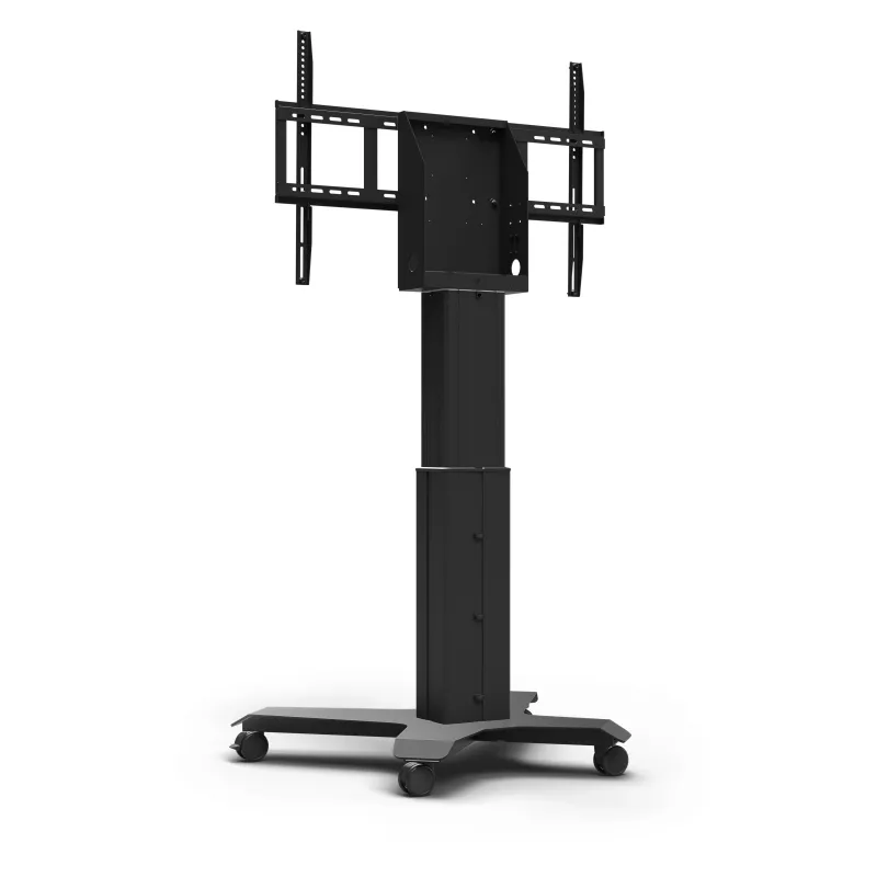 Kindermann DisplayLift² Mobile X-Fuss carro de TV eléctrico motorizado para pantallas de 42-98 pulgadas, capacidad de carga de 150 kg, negro/plata