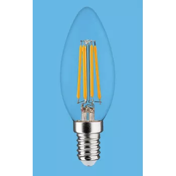 SYNERGY21 LED Retrofit E14 vela transparente 4-5W blanco cálido regulable