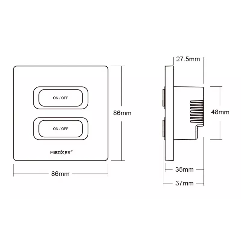MIBOXER ESW2B interruptor inteligente de 2 canales mando a distancia LED con WiFi y sensor de movimiento 2,4 GHz y regulador