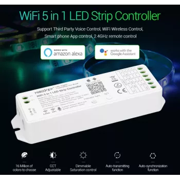 MIBOXER WL5 5en1 RGB+CCT controlador LED DC12-24V WiFi 2.4G Alexa