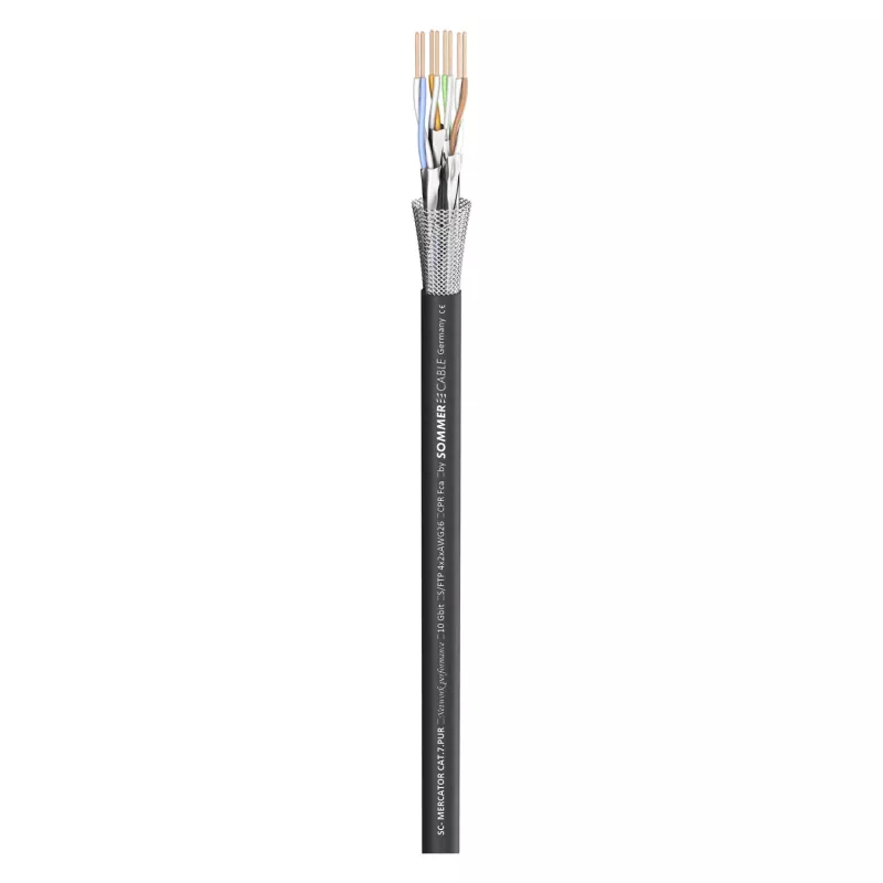 Sommer Cable SC-Mercator CAT.7 PUR cable de red, PUR, Ø 6,4 mm, negro, venta por metros (581-0071)