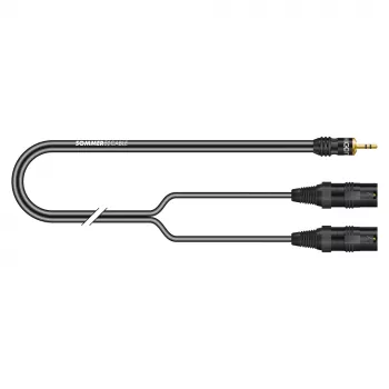 Sommer Cable SC-Onyx 2025 MKII cable divisor estéreo, 2 x 1 x 0,25 mm², conector minijack estéreo de 3,5 mm a 2 conectores XLR de 3 polos, HICON, negro, 2,5 m (ON9V-0250-SW)