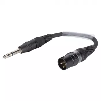 Sommer Cable adaptador, conector macho jack estéreo de 6,3 mm a conector macho XLR 3 polos, negro, 0,15 m (SGFDU0015-SW)