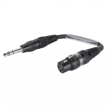 Sommer Cable cable adaptador, conector macho jack estéreo de 6,3 mm a conector hembra XLR 3 polos, negro, 0,15 m (SGFGU0015-SW)