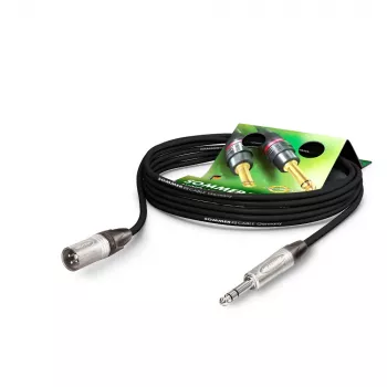Sommer Cable Stage 22 Highflex cable de micrófono, 2 x 0,22 mm², conector macho XLR de 3 polos a conector jack estéreo de 6,3 mm, NEUTRIK, negro, 5 m (SGN4-0500-SW)