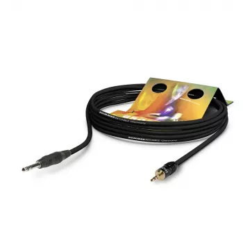 Sommer Cable Club Series MKII cable patch/insert, 2 x 0,34 mm², conector jack estéreo de 6,3 mm a conector minijack estéreo de 3,5 mm, HICON, negro, 0,25 m (CS63-0025-SW)