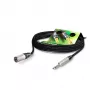Sommer Cable Stage 22 Highflex cable de micrófono, 2 x 0,22 mm², conector macho XLR de 3 polos a conector jack mono de 6,3 mm, NEUTRIK, negro, 2,5 m (SG75-0250-SW)