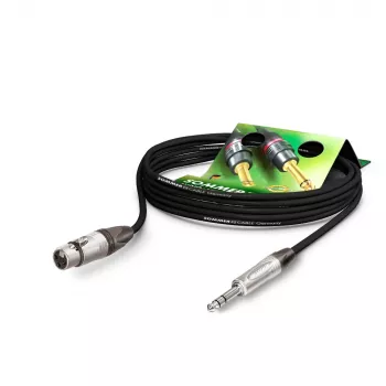 Sommer Cable Stage 22 Highflex cable de micrófono, 2 x 0,22 mm², conector hembra XLR de 3 polos a conector macho jack estéreo de 6,3 mm, NEUTRIK, negro, 5 m (SGN5-0500-SW)