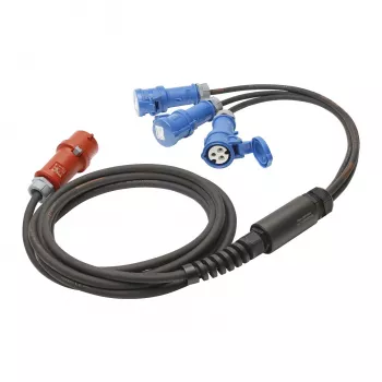 Sommer Cable Titanex cable divisor de corriente, conector CEE 16A 5 polos a 3x conector hembra CEE 16A 3 polos, H07RN-F 5 x 2,5 mm², MENNEKES, negro, 5 m (GSH4-525H0500)