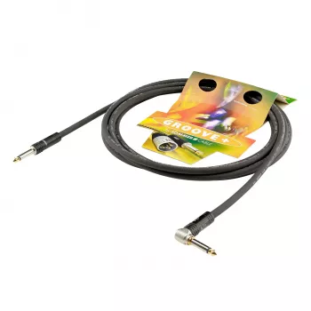Sommer Cable SC-Spirit LLX cable de instrumento, 1 x 0,38 mm², conector jack mono de 6,3 mm a conector jack mono de 6,3 mm 90° (NOISEFREE), HICON, negro, 3 m (LX3C-0300-SW)