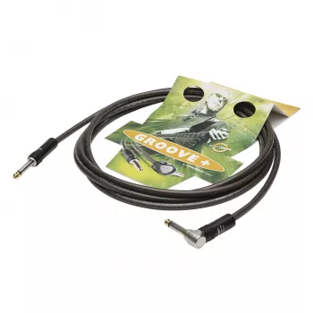 Sommer Cable SC-Spirit XXL cable de instrumento, 1 x 0,75 mm², conector jack mono de 6,3 mm a conector jack mono de 6,3 mm 90° (NOISEFREE), HICON, negro-transparente, 3 m (SX3C-0300)