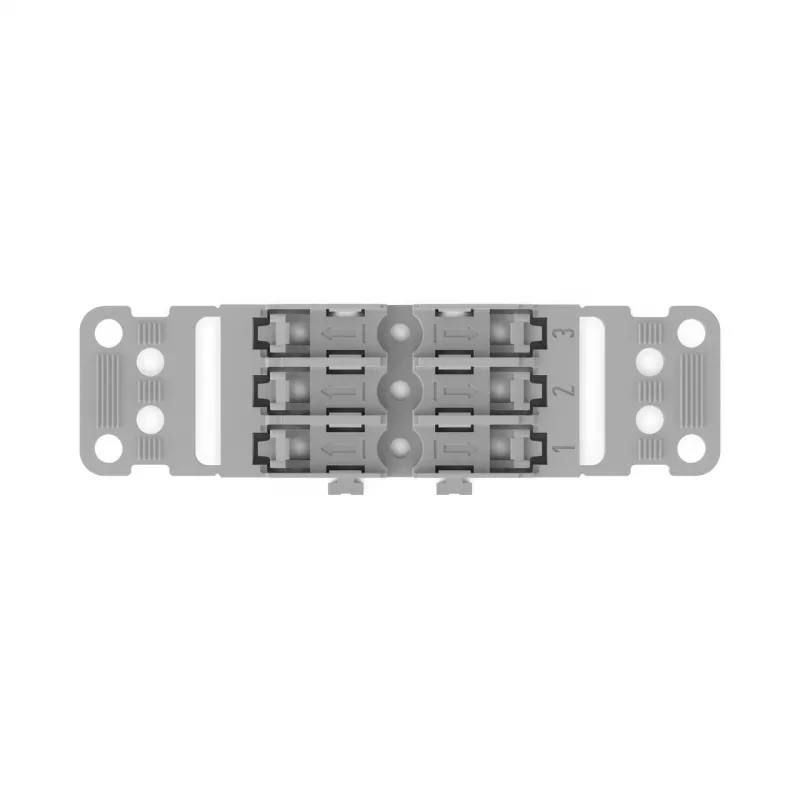 WAGO 221-2503 Adaptador de montaje con alivio de tracción, 3 conductores, gris claro