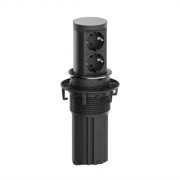 Bachmann ELEVATOR2 2x Schuko Tomas de corriente módulo de mesa acabado acero inoxidable cable de 2m