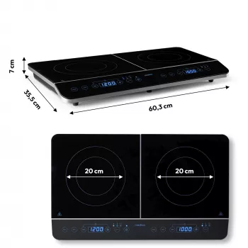 MEDION LIFE placa de inducción doble MD 15324 (negra, 3500 vatios, 2x Ø 20 cm)