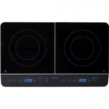 MEDION LIFE placa de inducción doble MD 15324 (negra, 3500 vatios, 2x Ø 20 cm)