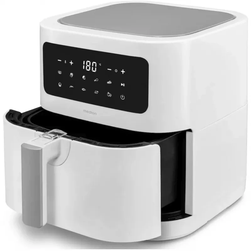 MEDION Air Fryer Life MD 11740 E40 XL (blanco mate, 2150 W, cesta de 5,2 L)