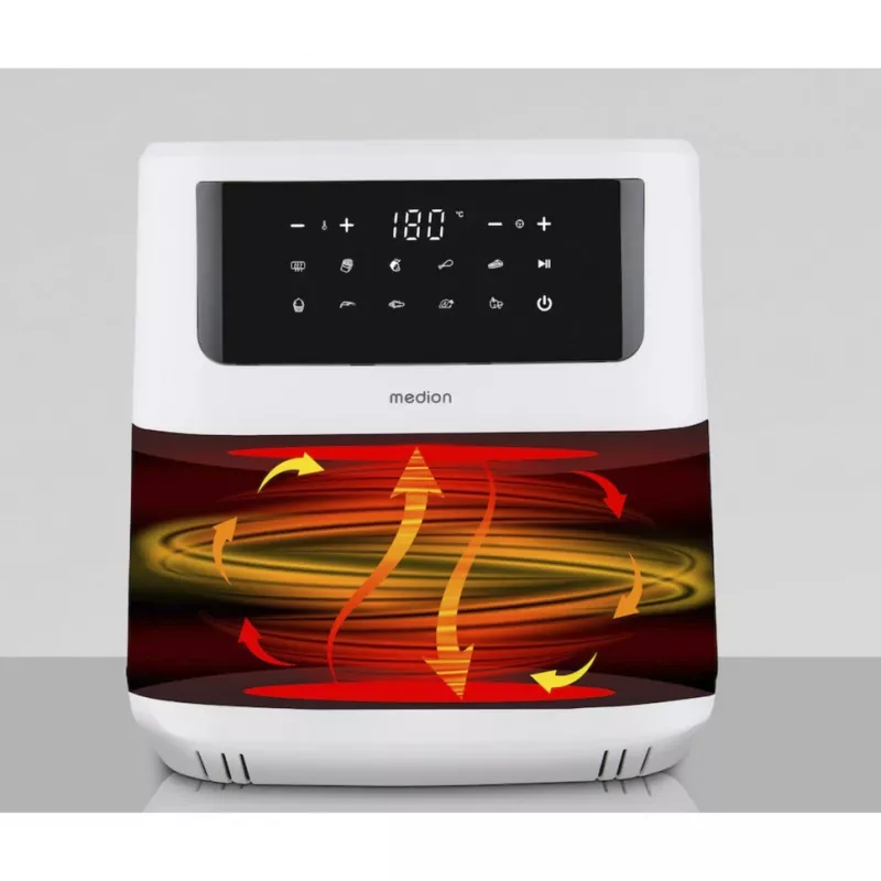MEDION Air Fryer Life MD 11750 P10 XL (blanco mate, 2150 W, cesta de 6,8 L)
