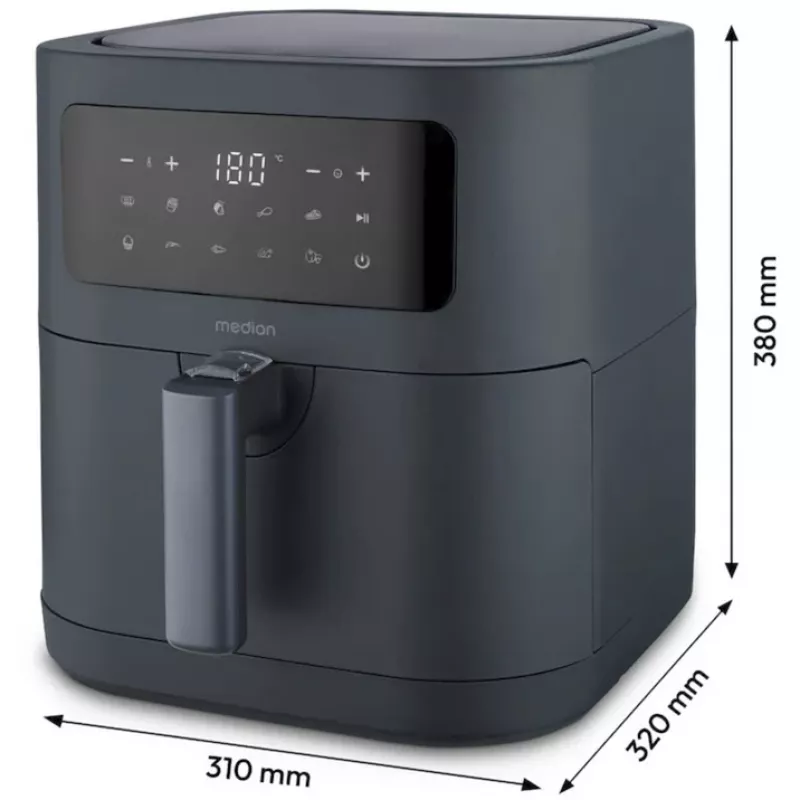 MEDION Life MD 11740 E40 XL freidora de aire, gris, 2150 W, cesta de 5,2 L