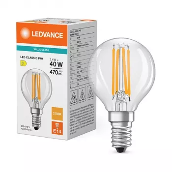 Osram LED Classic P 40 Filament 3.4W 827 Clear E14 Bombilla LED, Mini Globe