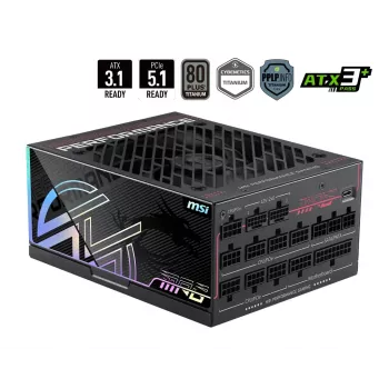 MSI MPG Ai1300TS PCIE5 1300W ATX 3.0 80 PLUS Gold Fuente de alimentación totalmente modular, negra