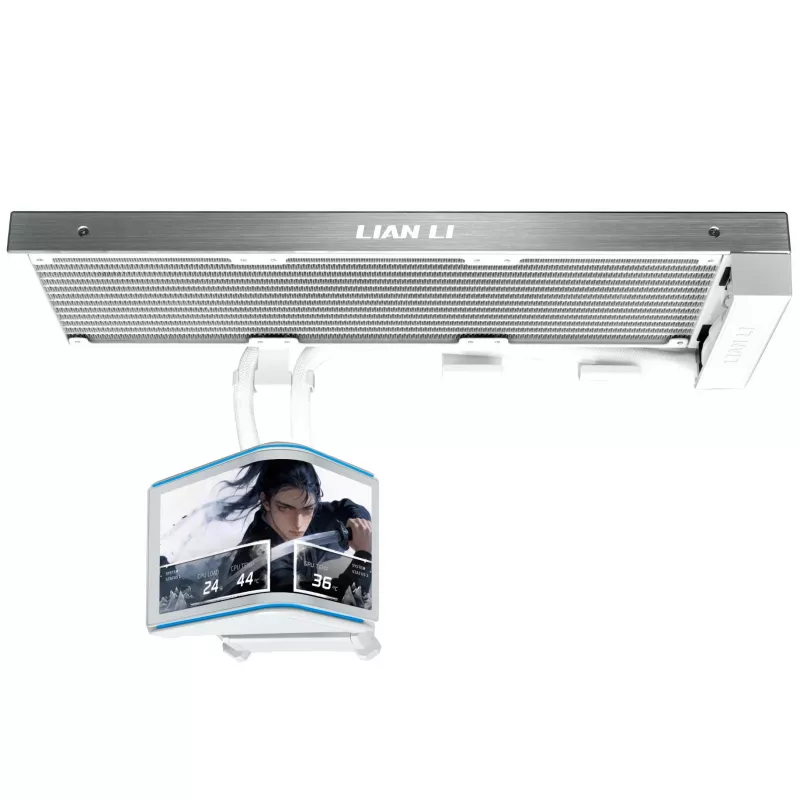 Lian Li HydroShift II OLED Curved 360 Fanless AIO Refrigeración líquida para CPU, radiador 360 mm, pantalla OLED - Blanco