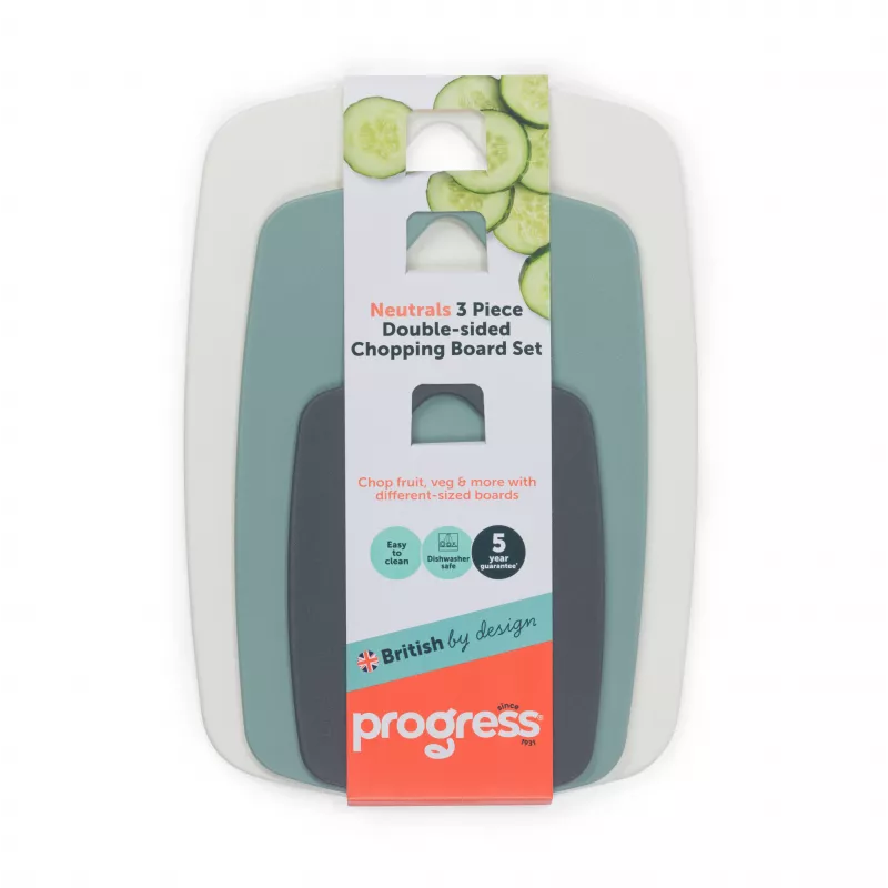 Progress BW13976G Set de 3 tablas de cortar de doble cara Neutrals