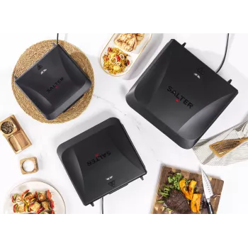 Salter EK6236VDE ActiGrill Everyday parrilla eléctrica, 1000 W, antiadherente, negra/plateada