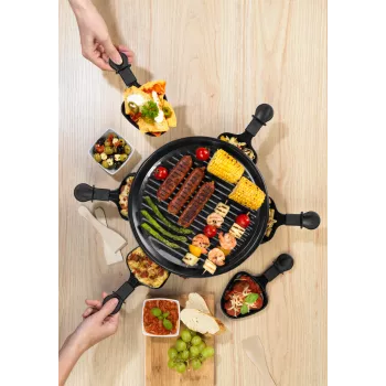 Giles & Posner EK4511GV2VDE Grill raclette de mesa 1200 W 8 personas negro/plateado