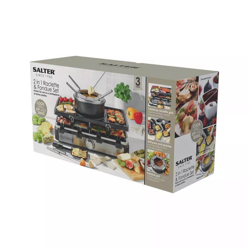 Salter EK4513VDE Set raclette y fondue 2 en 1